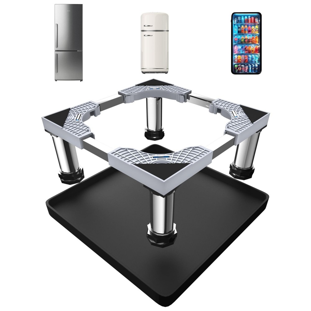 Mini Fridge Stand with Silicone Mat, Adjustable Refrigerator Stand with 4 Sta...