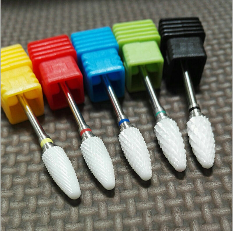 Ceramic Nail Drill Bits Set, Shank Professional Corn Shape 5pcs