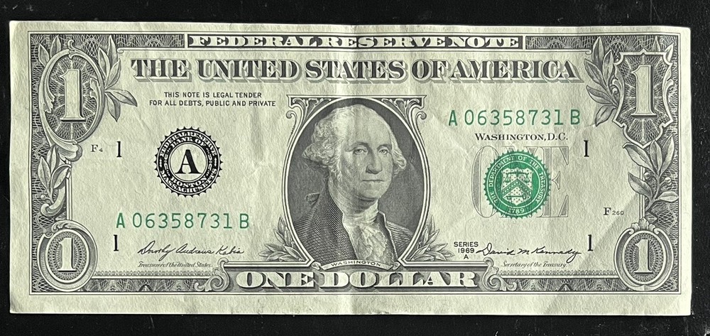 1969 $1 Error Note Off Center Old Bill Nice Condition
