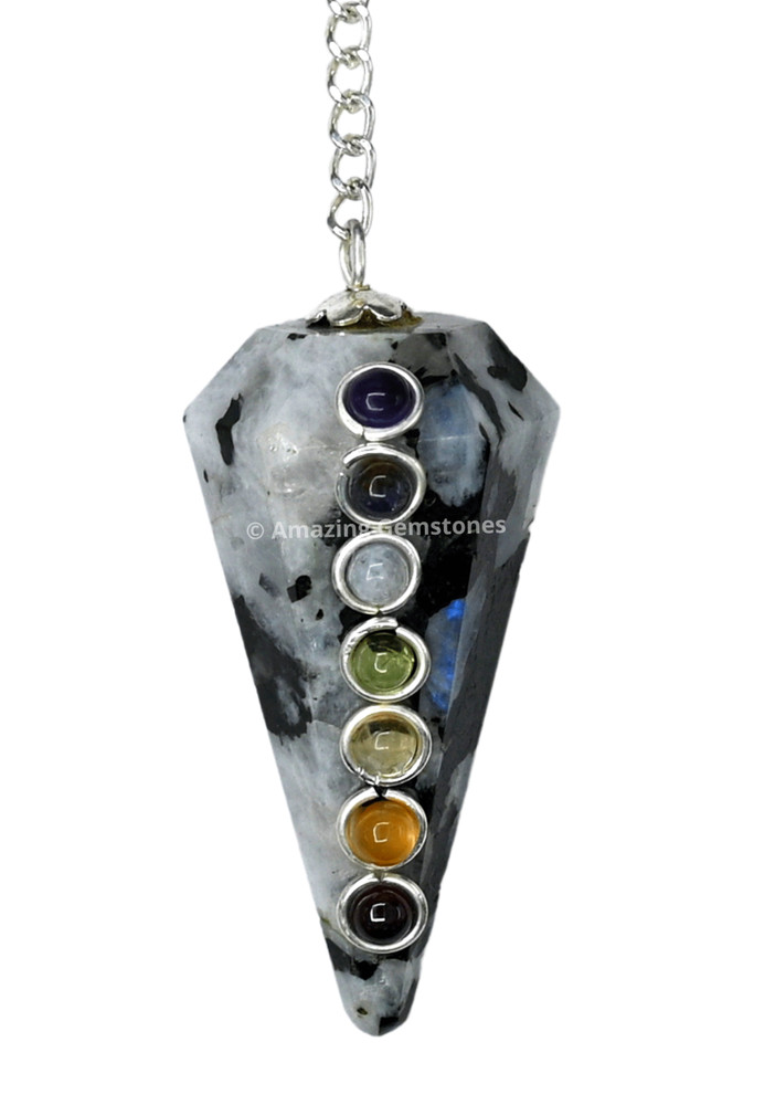 Rainbow Moonstone Dowsing Crystal Chakra Pendulum