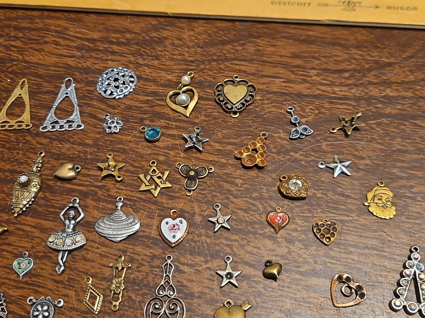 Lot Of 50 Mixed Parts Pcs France Vintage 60s Brass Stampings Findings Jewelry 22