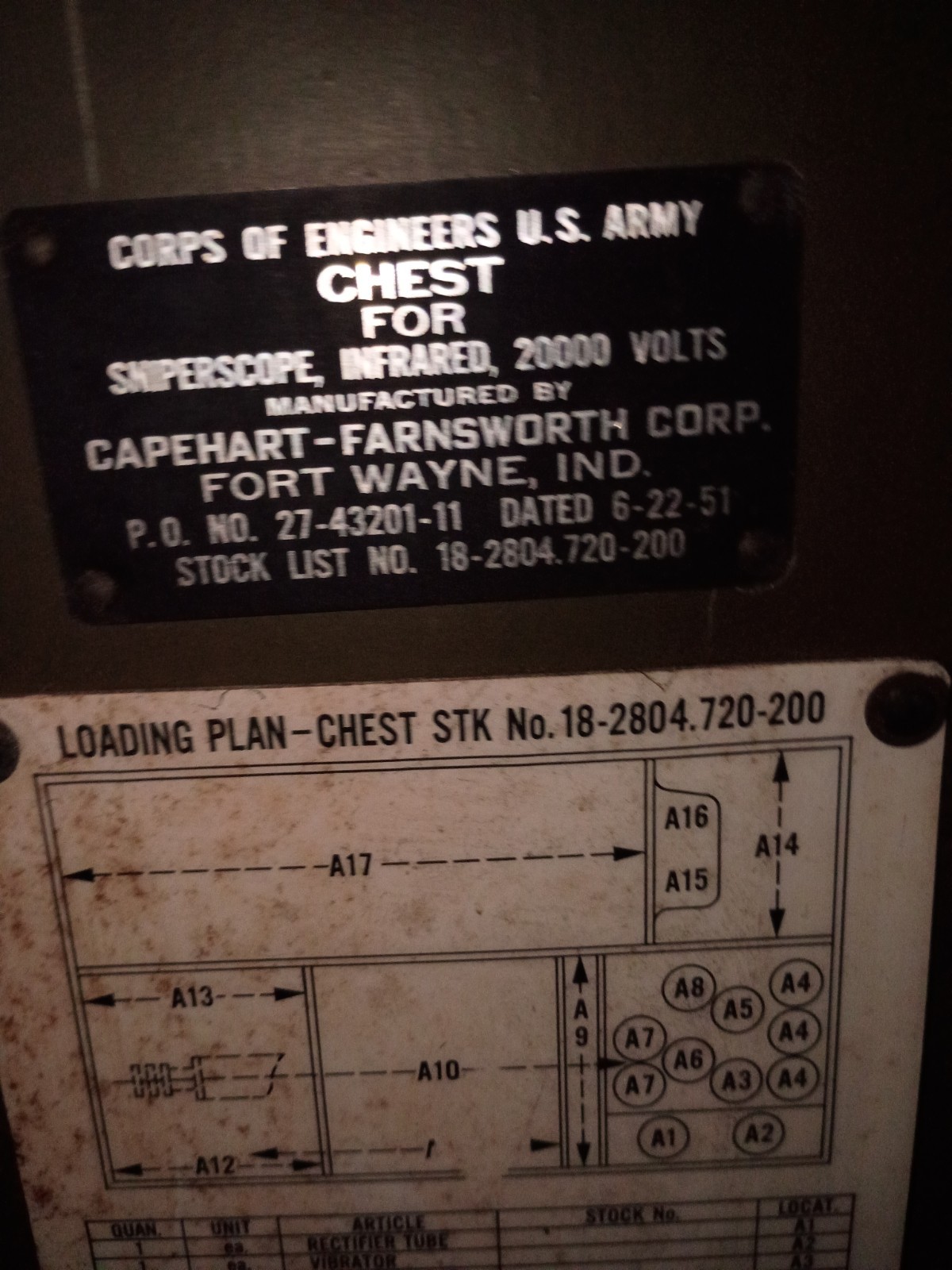 Capehart-Farnsworth U.S. Army Sniperscope Infrared Chest 20k Volts Militaria