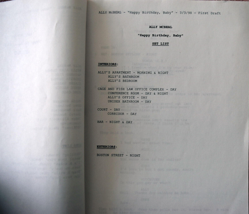 7 Original Ally McBeal Screenplays Scripts Including The Playing Field, Inmates.