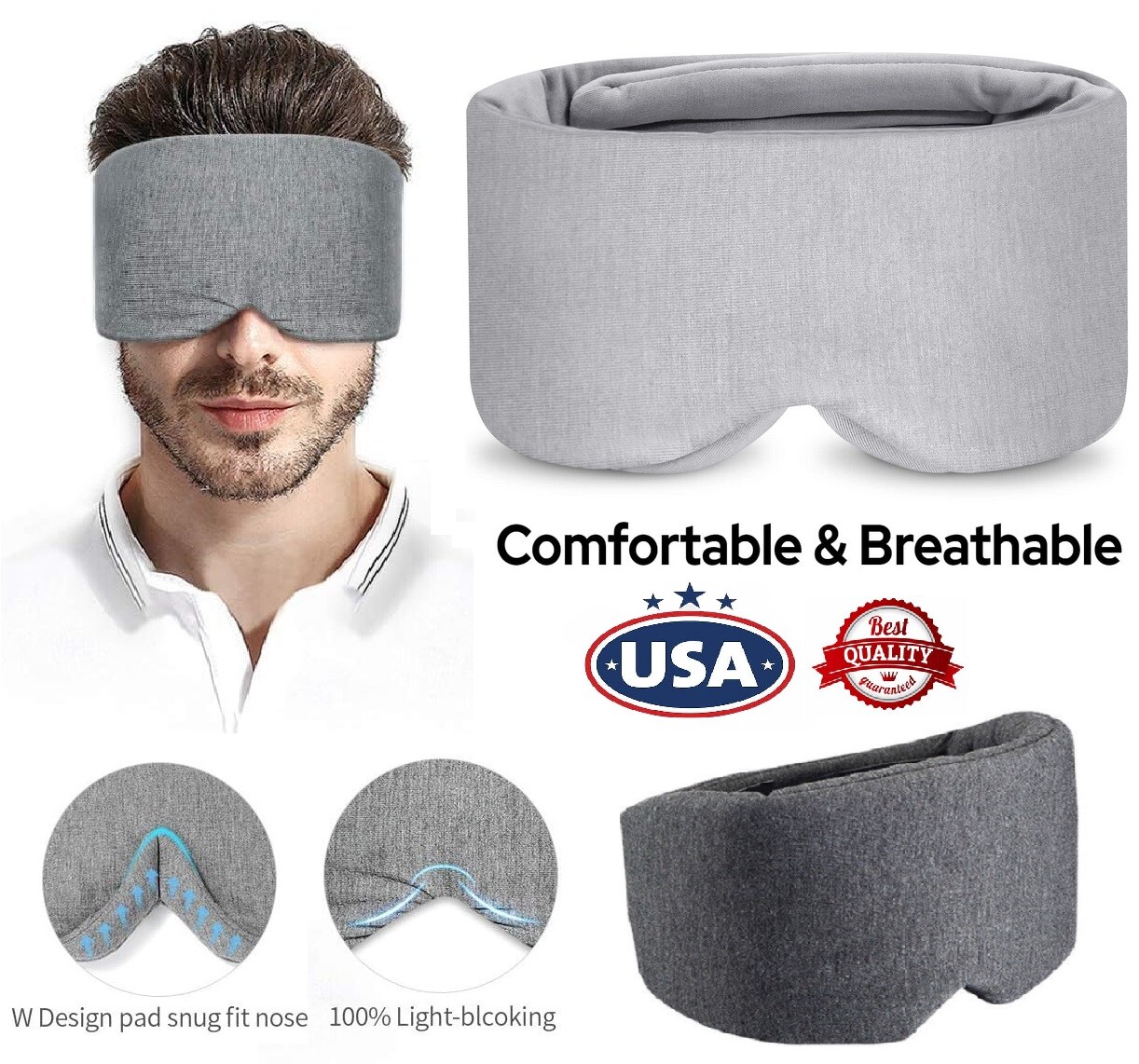 Cotton Eye Mask Handmade Blindfold Travel Adjustable Sleeping Mask Women Men USA