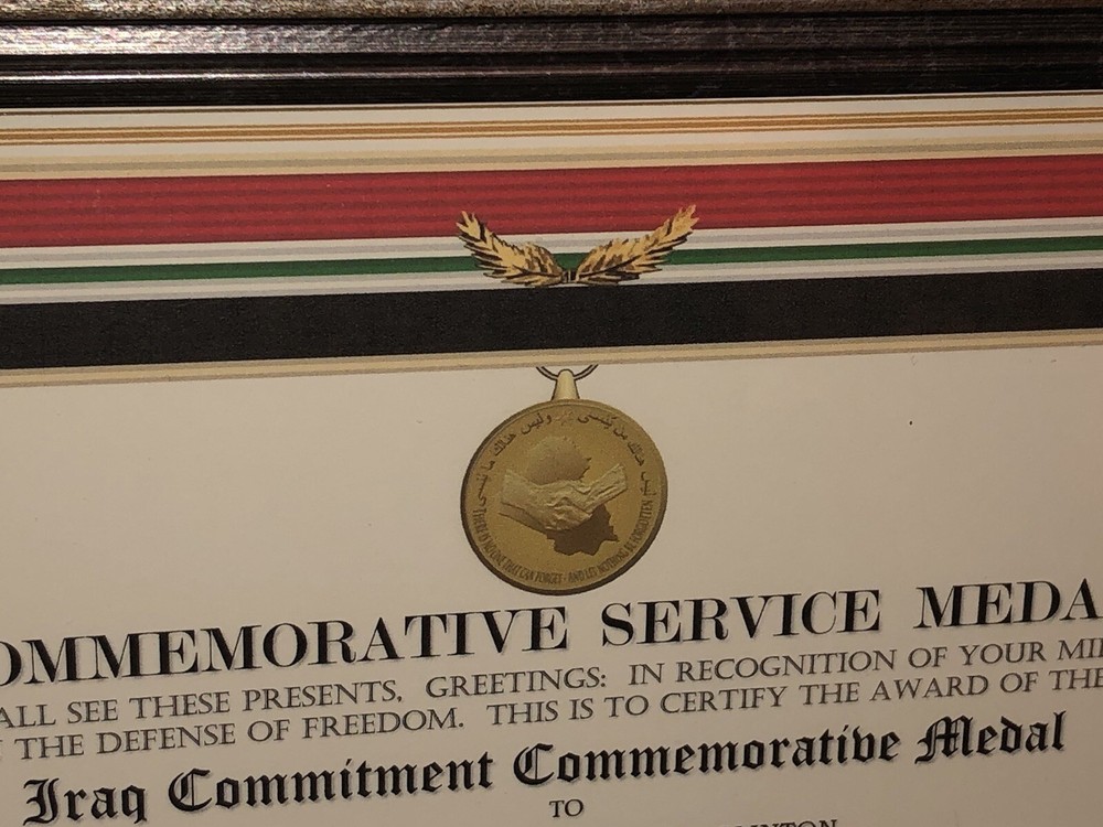 IRAQ COMMITMENT COMMEMORATIVE MEDAL CERTIFICATE ~ Type 1