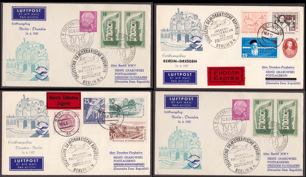 SELECTED LUFTHANSA AIRLINES FIRST FLIGHT COVER FFC FROM DIFFERENT COUNTRIES - 12