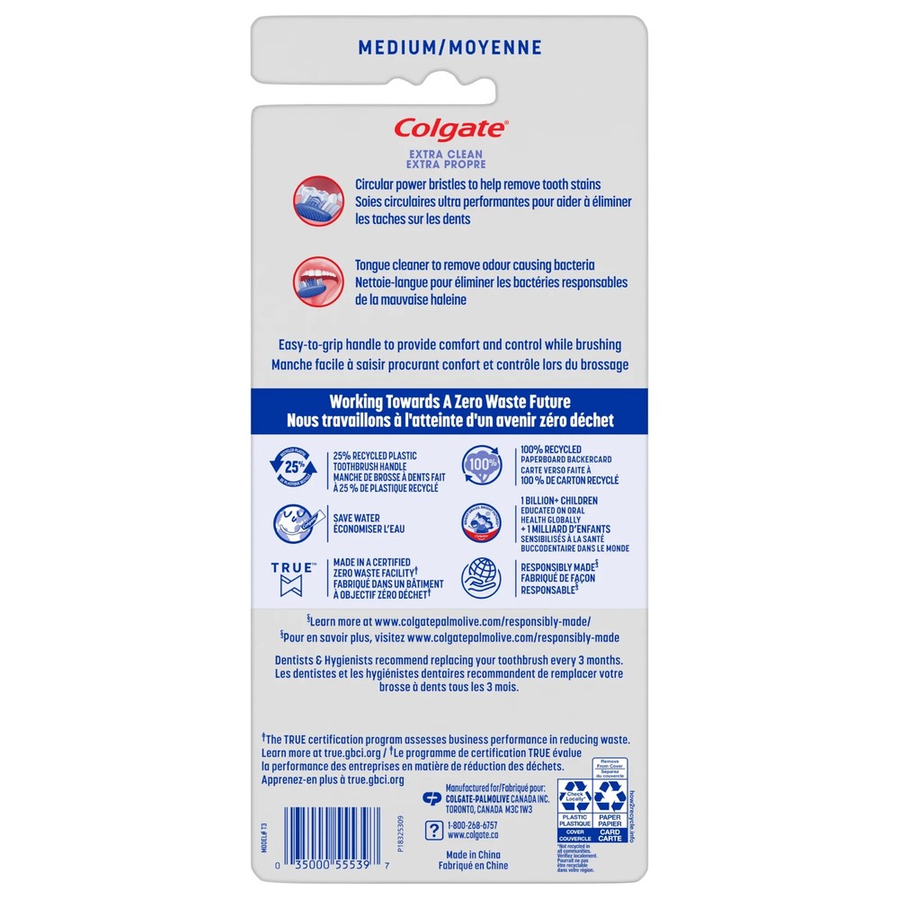Colgate Extra Clean Toothbrush, Medium Bulk Toothbrush Pack, 6 Pack
