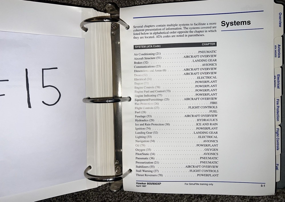 SimuFlite Hawker 800/800XP Technical Manual