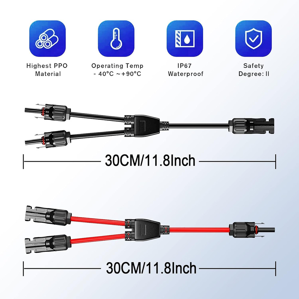 Solar Cable Y Splitter, 6 Mm² Solar Panel Y Plug, Solar Cable Splitter Solar Pan