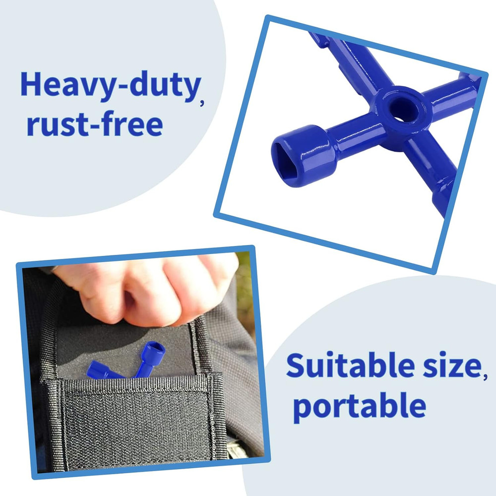 4-Way Multi-Functional Utilities Key (3 PACK), Zinc Alloy Triangle/Square Univer