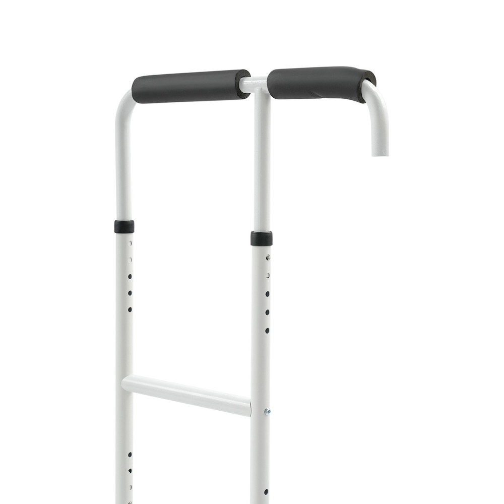 2-Step Stool with Handle, Floor Standing Metal Stepping Stool, White Step Stool