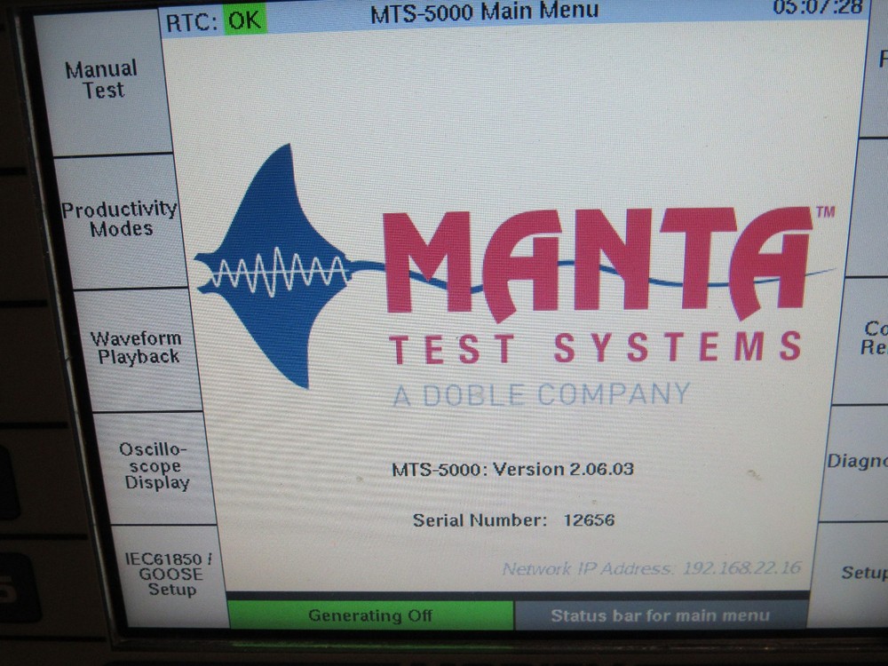 Manta Protective Relay Test Systems MTS-5000