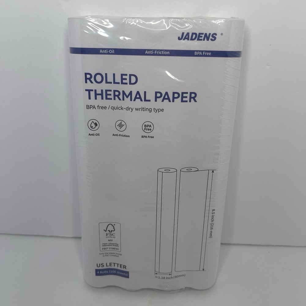 JADENS US Letter Size Quick-Dry Thermal Printer Paper 4 Rolls, Quick-dry