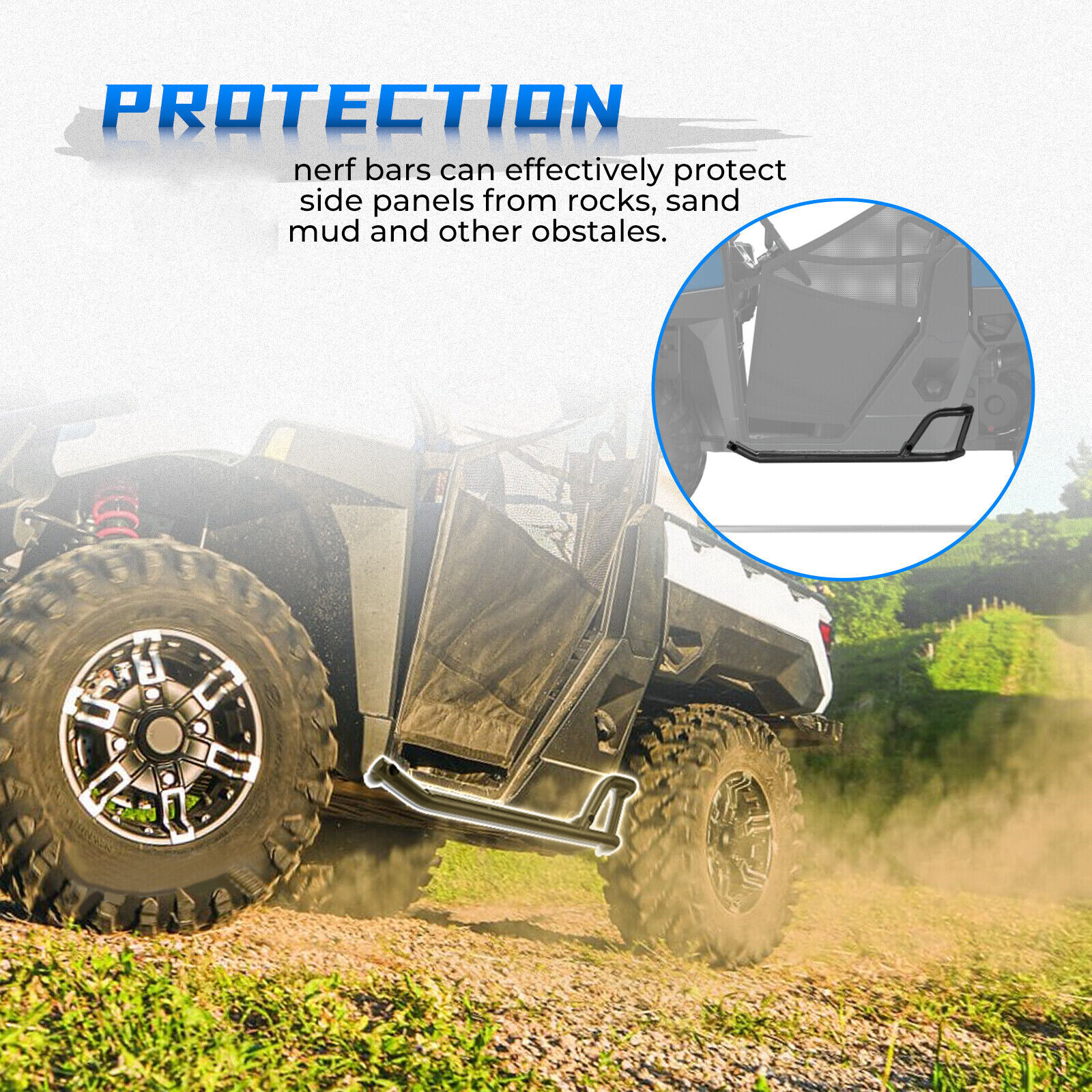 Heavy Duty Side Step Nerf Bars Rock Sliders for 2018-2025 Polaris Ranger XP 1000