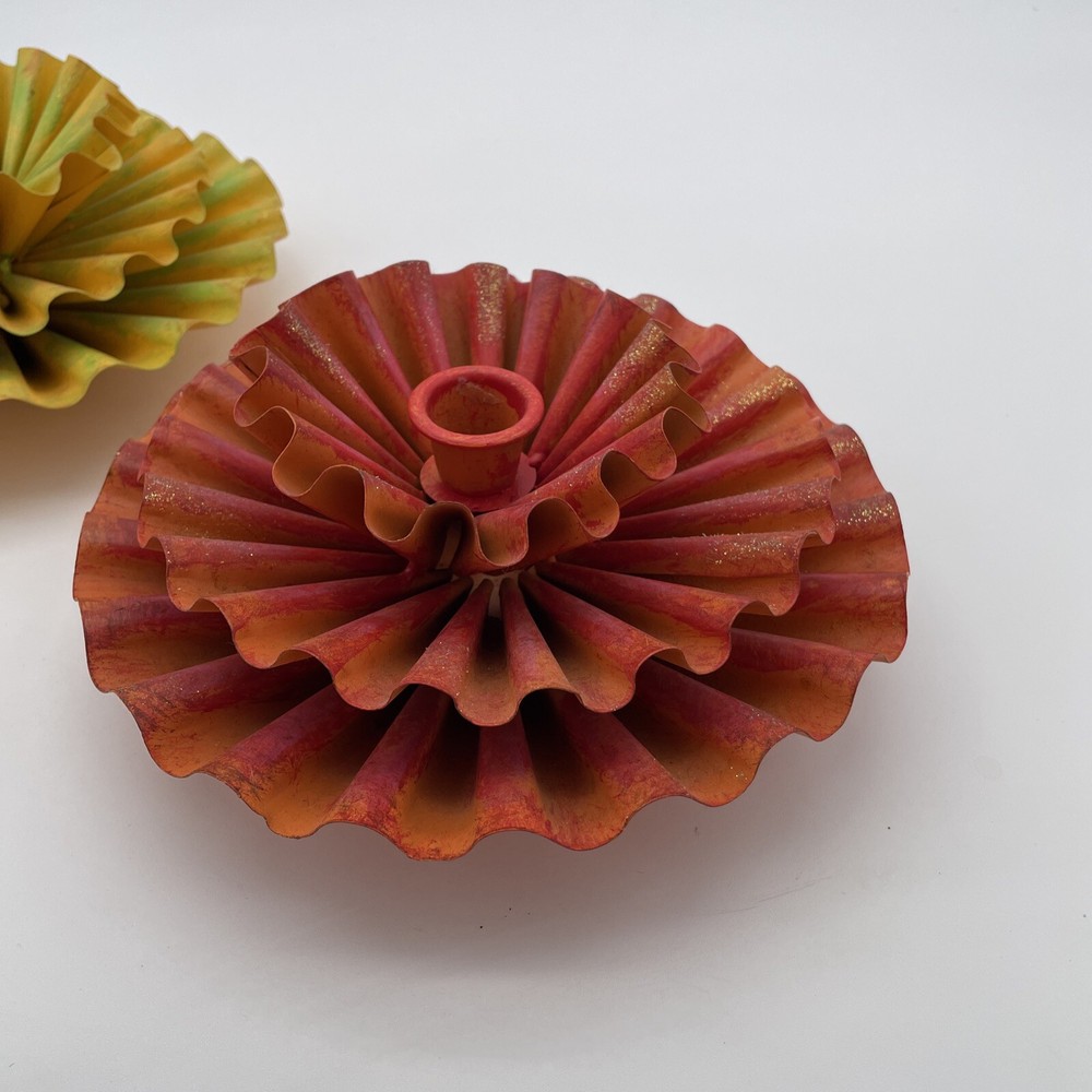 Zinnia Colorful Metal Candlestick Holders