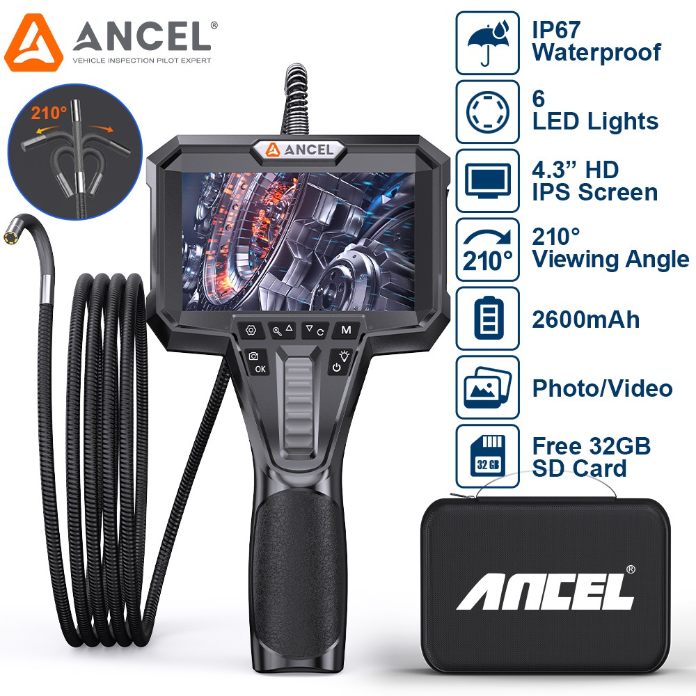 Two-Way Articulating Borescope Camera 6.2MM Endoscope Inspection Camera 360°
