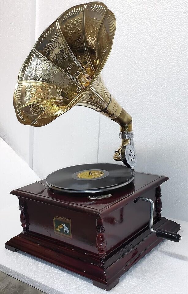Antique HMV Fully Functional Gramophone Working Replica Vinyl Record Player Gift