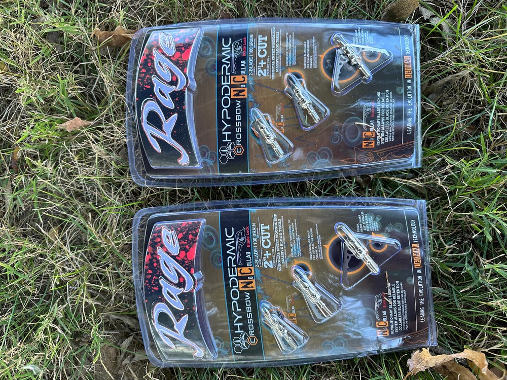 2 packs Rage CROSSBOW Hypoderic NC No Collar Steel Broadheads 100 Grain 2" cut