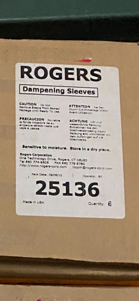 1 Case Roger Dampening Sleeves 25136 - 6 rolls total
