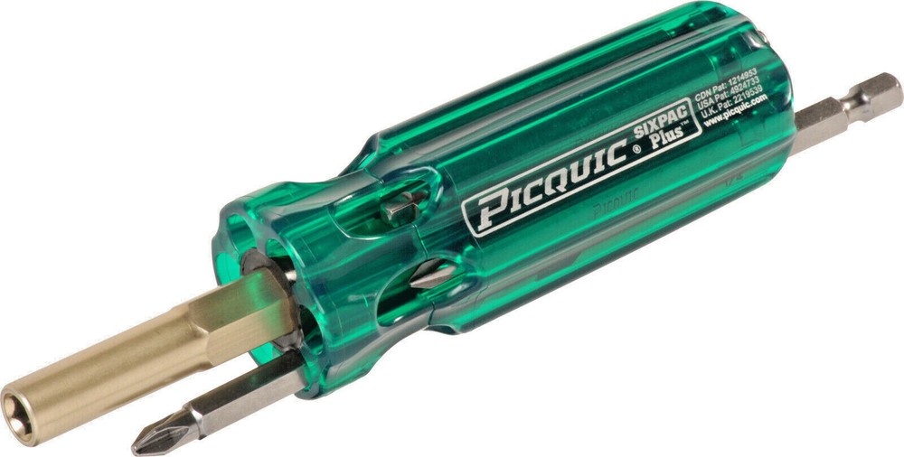 PICQUIC SIXPAC Plus Screwdriver Multi Bit with 7 Hex Powerbits - "Emerald Green"