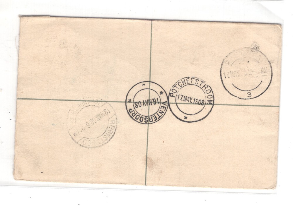 Transvaal registered postal registered envelope 1908