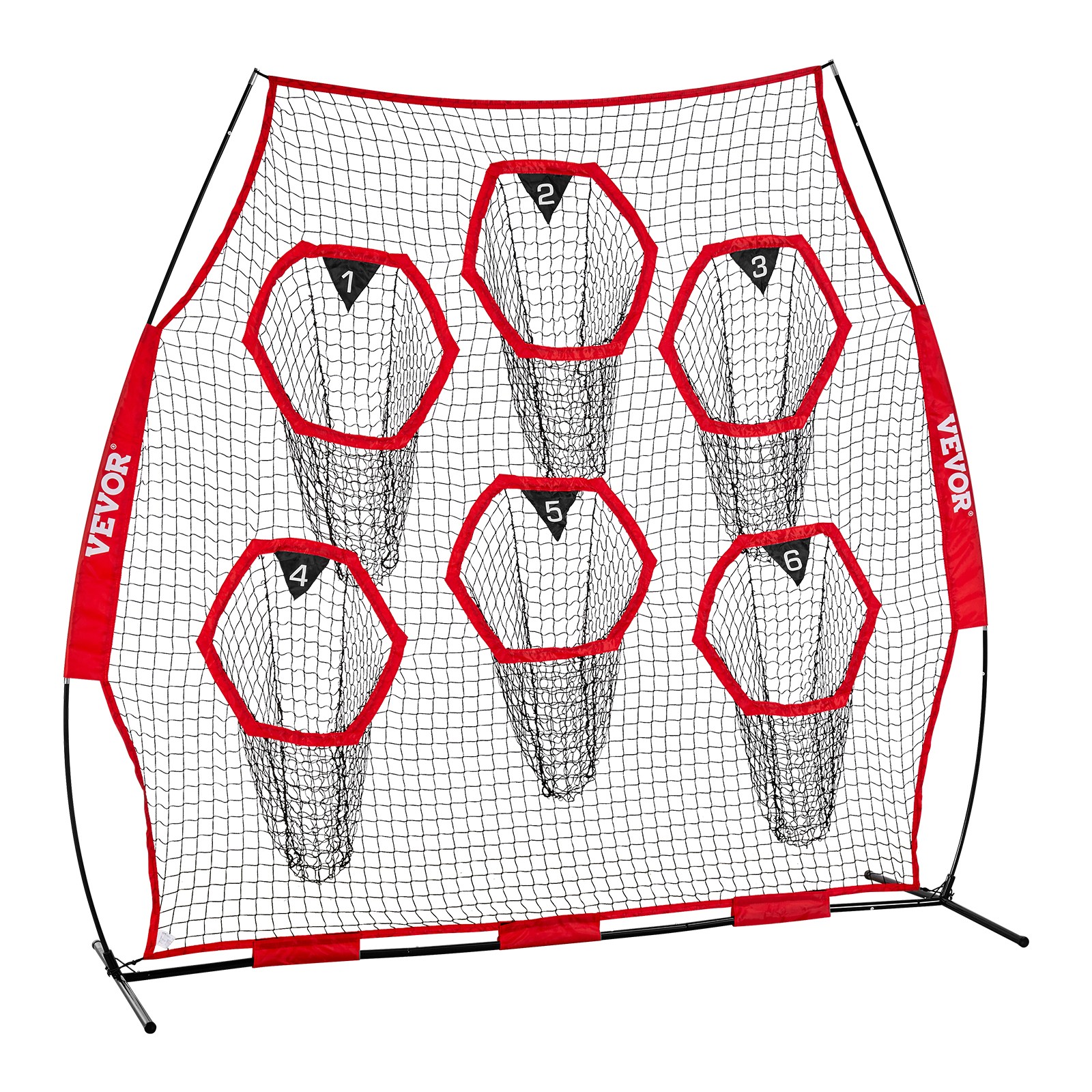 VEVOR 8x8 ft Football Trainer Throwing Net Portable Practice Net Improve QB Red