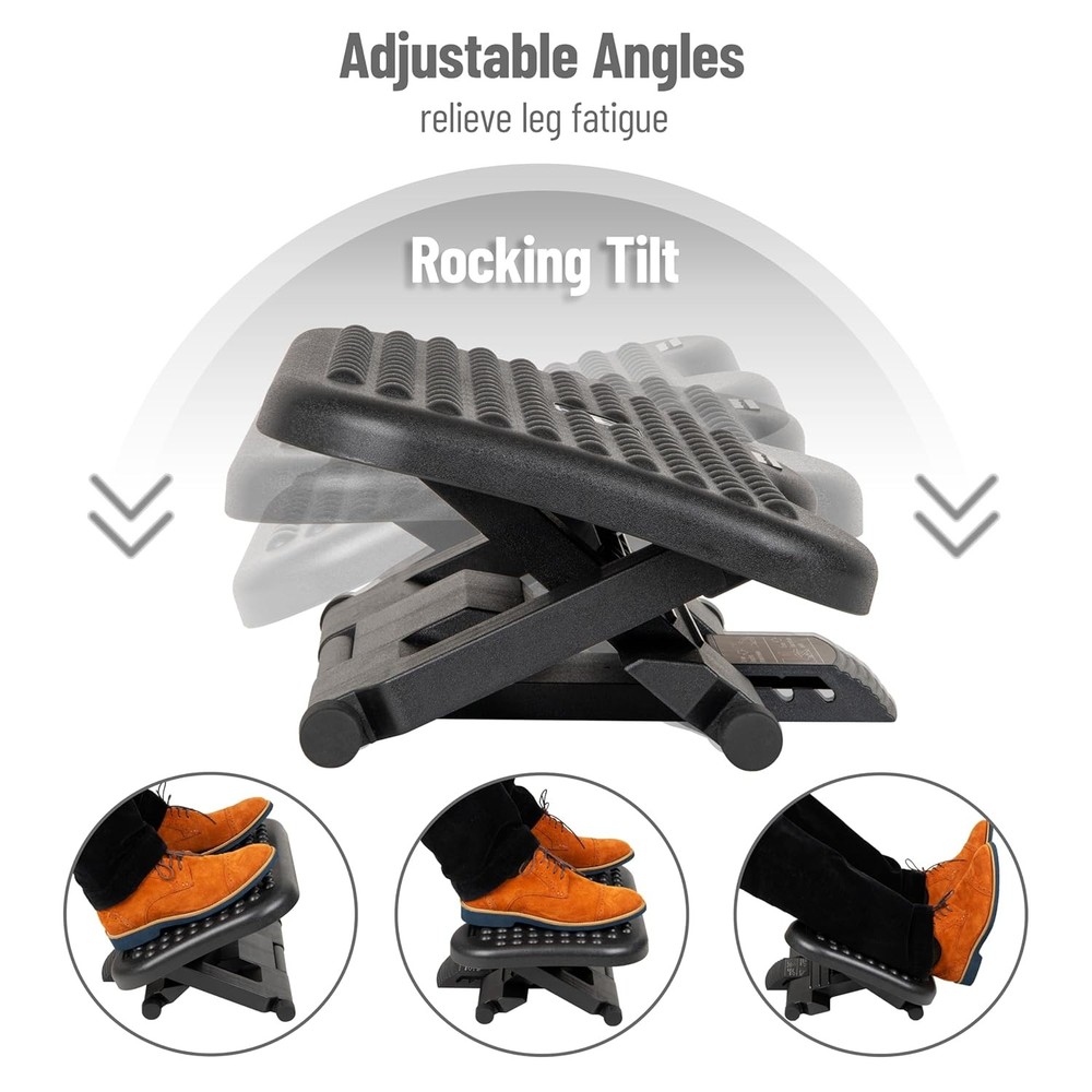 Foot Rest Under Desk at Work Ergonomic Height Adjustable Office Plastic