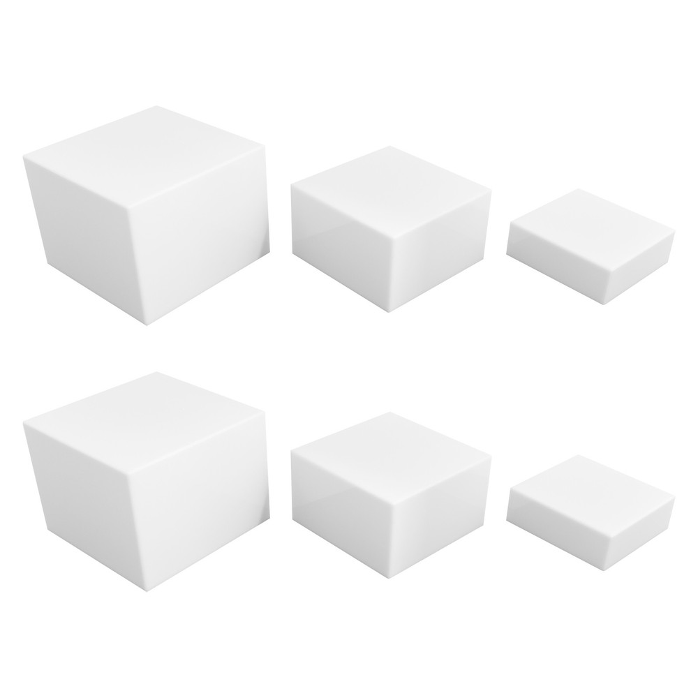 6Pcs White Rectangular Display Stands Pmma Tabletop Stands Three Sizes 11.02Lbs