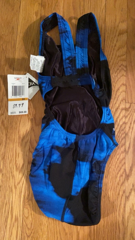 Size 24 Speedo Blue & Black Thick Strap One Piece Competition Suit
