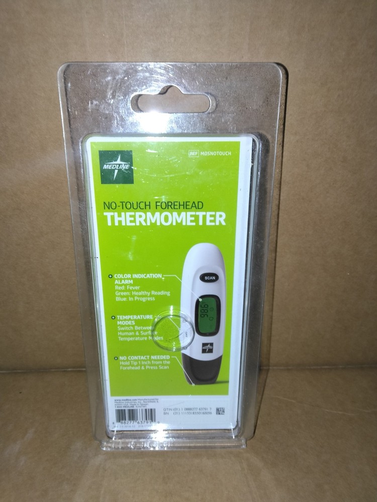 Medline No-Touch Forehead Thermometer LCD Display White/Black Color Alarm