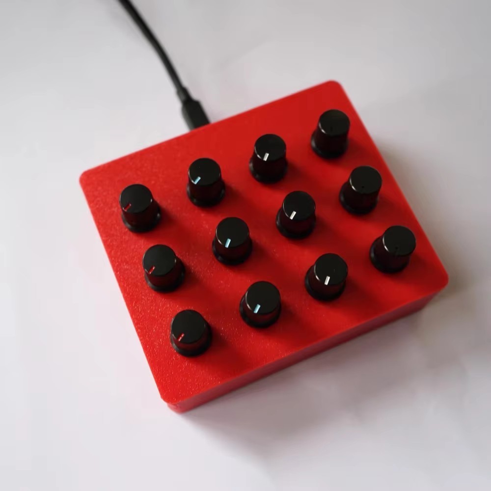 12 Knob 360° Rotary Encoder MIDI Controller, 12 Buttons Custom CC Map for DAW/VS