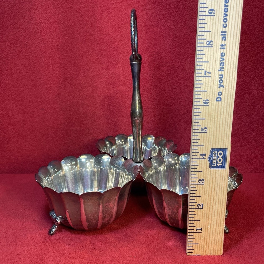 Vintage El de Uberti Italian Silver Plated 3 Section Serving Bowl With Handle