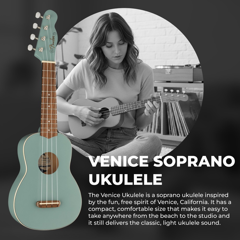 Fender Venice Soprano Ukulele - Sonic Gray