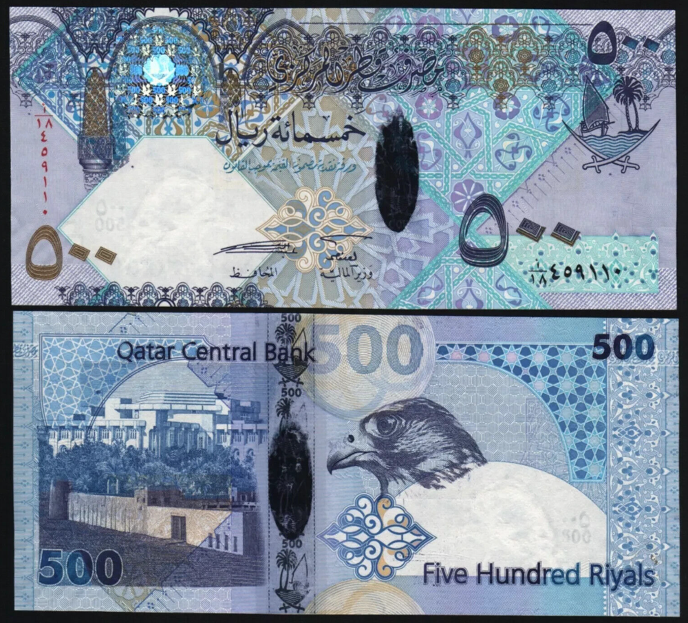 Qatar 500 RIYALS P-33 2008 ND Replacement Qatari Falcon UNC Hybrid Polymer NOTE