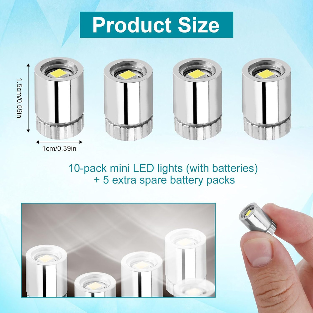 BTFO 10Pcs Micro Led Lights, Battery Powered Tiny Led Lights Small Mini