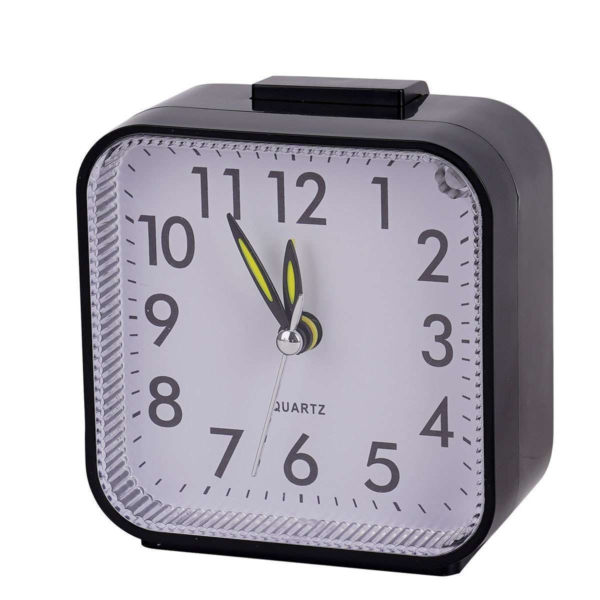 Small Travel Alarm Clock Analog Battery Operated Silent No Ticking With Light