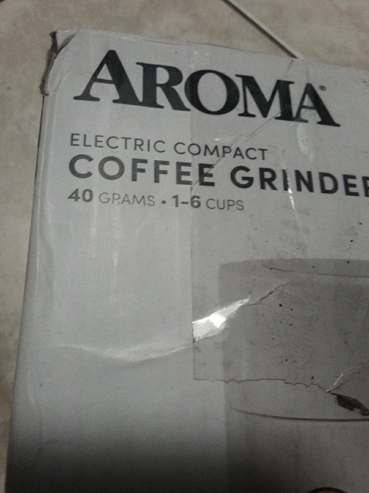 Aroma Electric Compact Coffee Grinder Open box new White