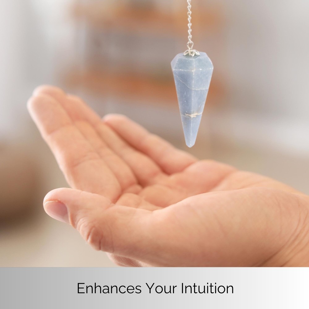 Angelite Pendulum Crystal, Faceted Pendulum Divination Tools, Dowsing Pendulum C