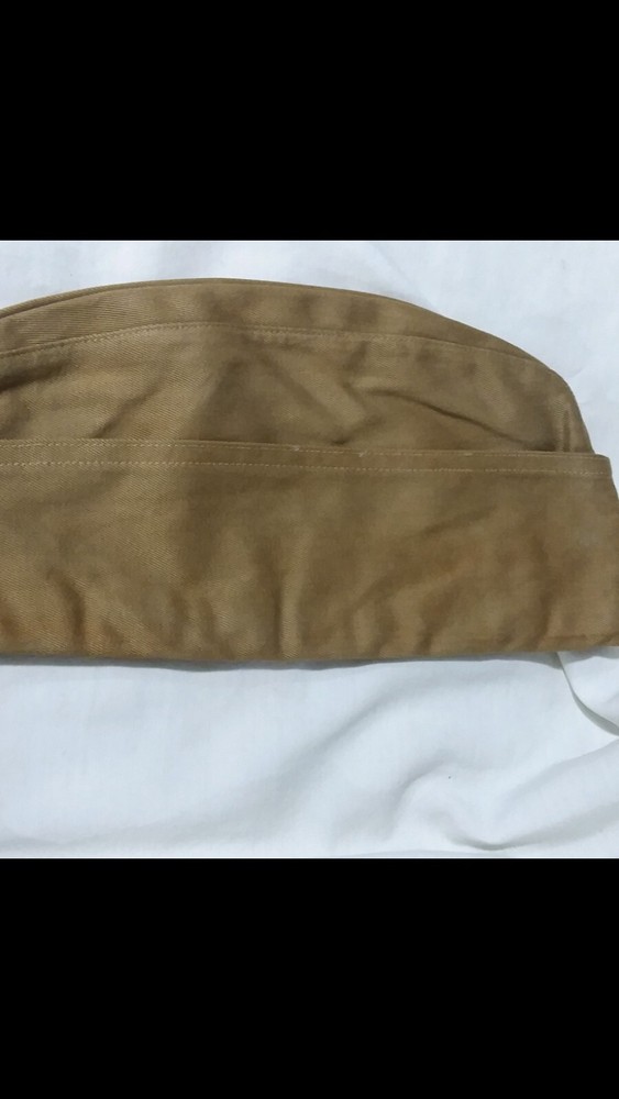 Two Vintage US Military Garrison Caps, One with Eagle pin 