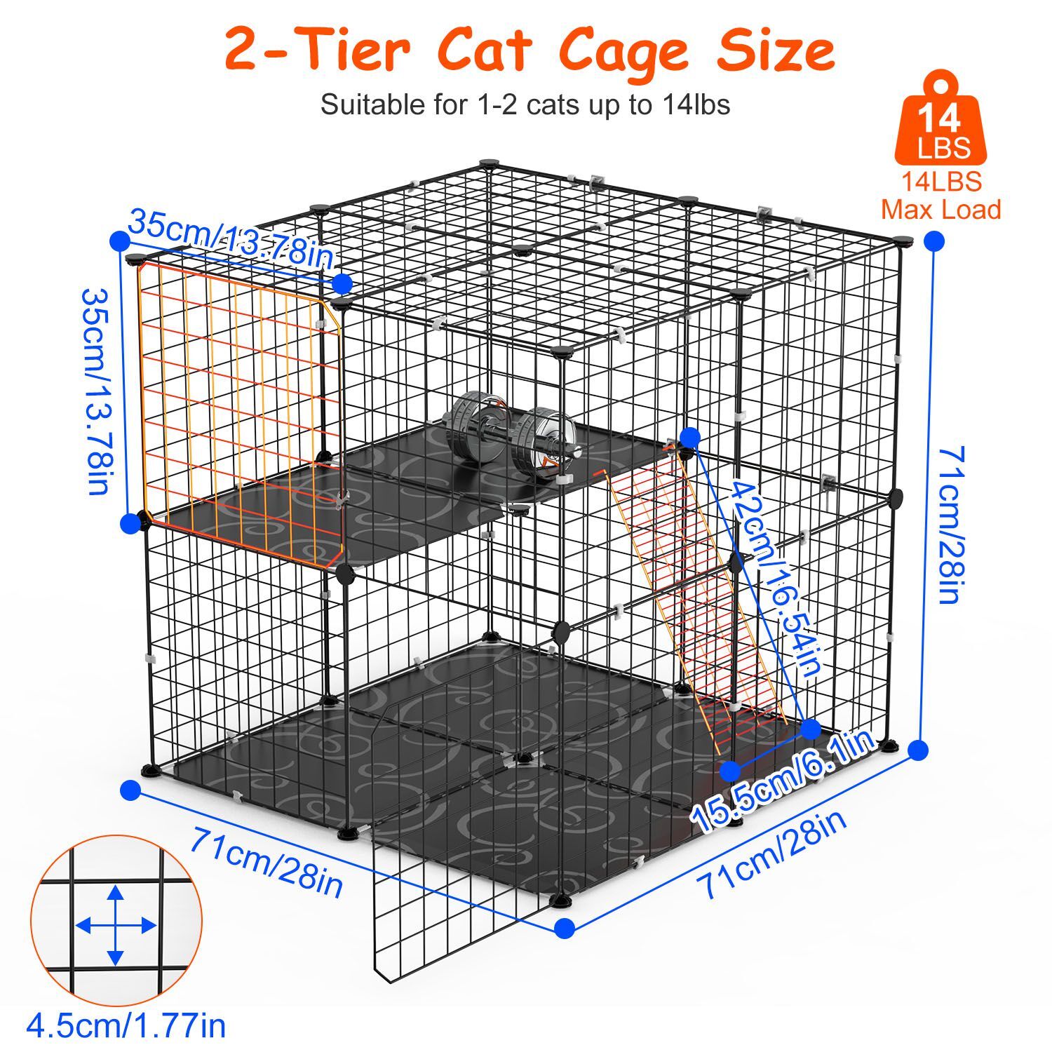 Cat Cage Indoor Cat Enclosures DIY Cat Playpen Metal Kennel Crate Small Animals