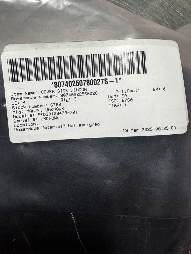 NASA Space Shuttle Side Window Cover