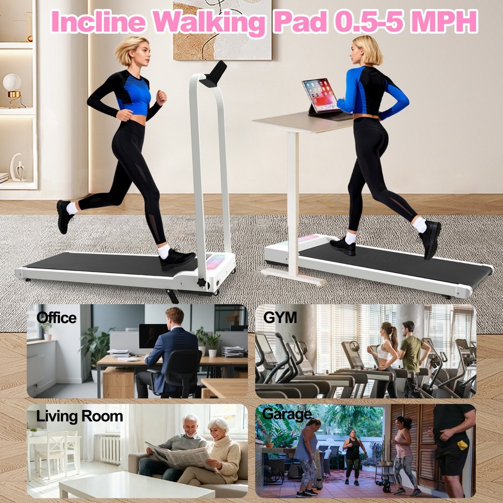 Foldable Treadmill 2.0HPPortable Under Desk Walking Vibration Pad Remote Control