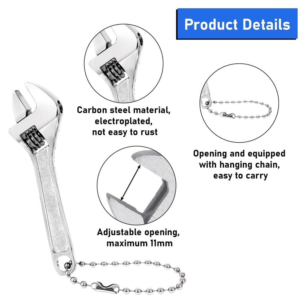 2 Pcs 2.5'' Adjustable Spanner Mini Nut Wrench, Tiny Wrench Small CrescentWrench