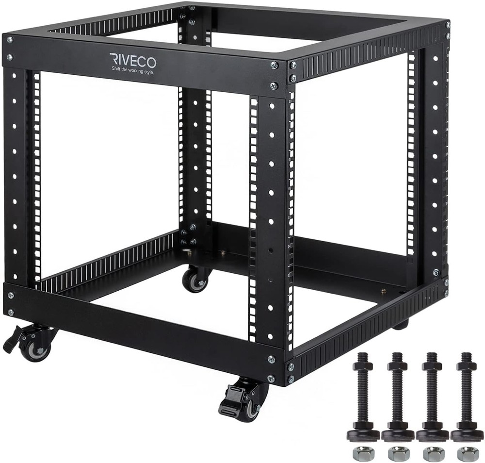 9U Open Frame Server Rack 19 Inch with Casters Quick