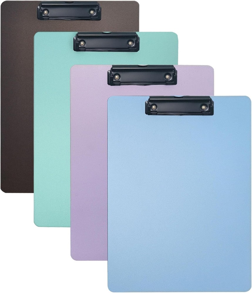 4-Pack Plastic Clipboards, Assorted Colors Clipoard with Low Profile Clip, Clip
