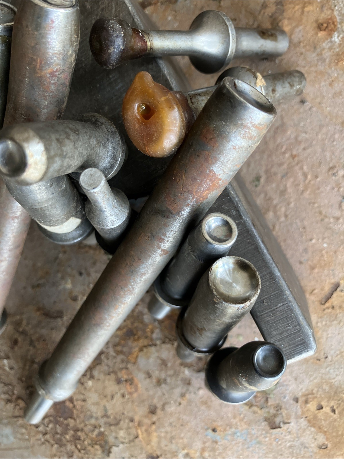 VTG Lot of 19 Air Gun Riveter Aircraft Tools Flush Seating Rivet +2 Bucking Bars