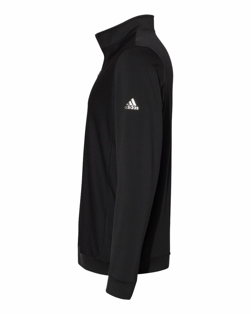Adidas Golf Top UPF 50+ Logo Performance Textured 1/4 Zip Pocket Pullover Jacket