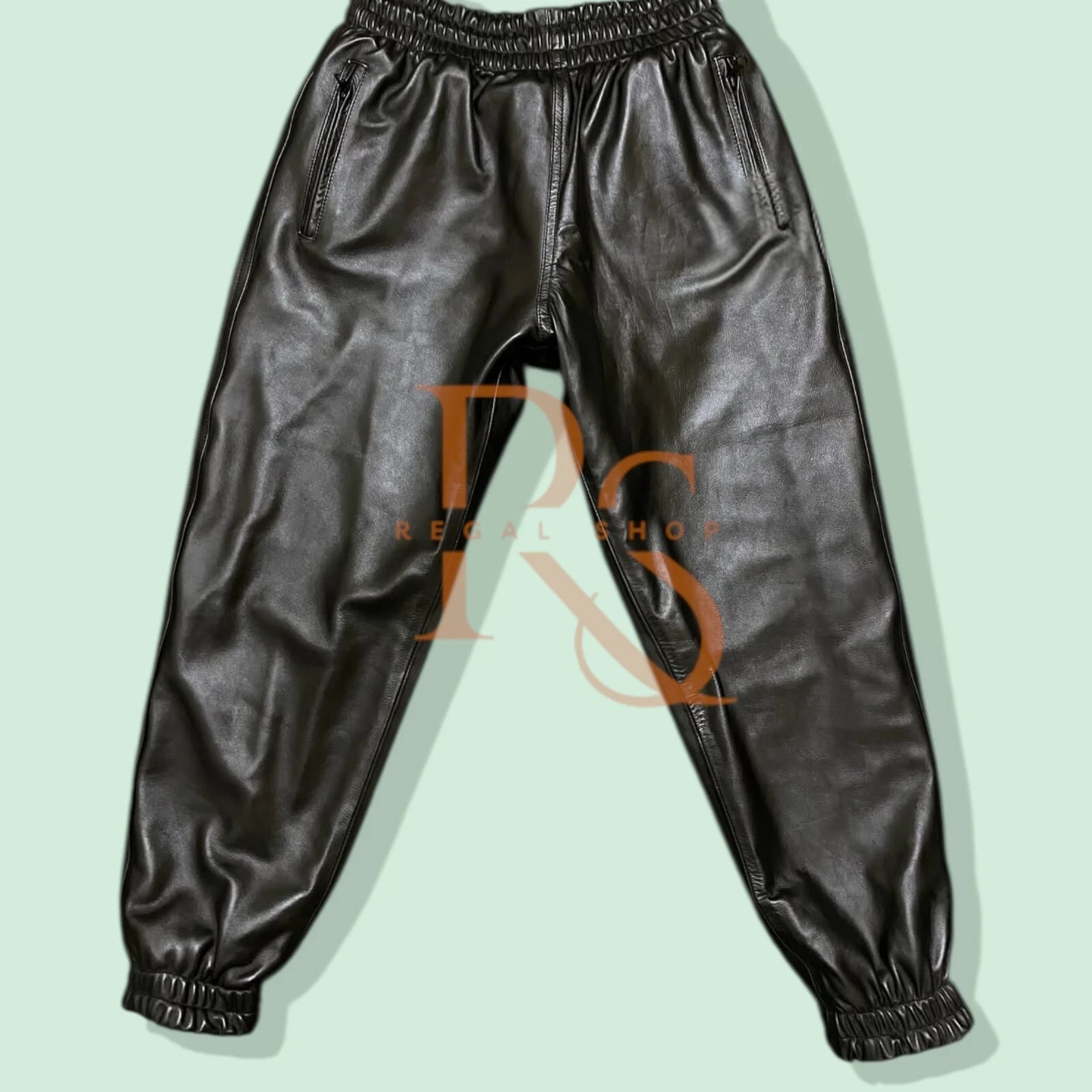 Men's Black Leather Pants & Jacket Hoodie Pair In Genuine Lambskin Leather