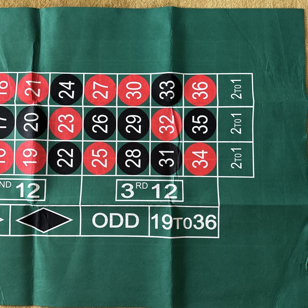 Large Craps & Roulette Table Top Felt Double Sided 70” X 35”