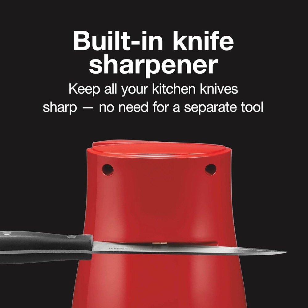 Automatic Electric Can Opener with Built-in Knife Sharpener – Easy Clean, Red